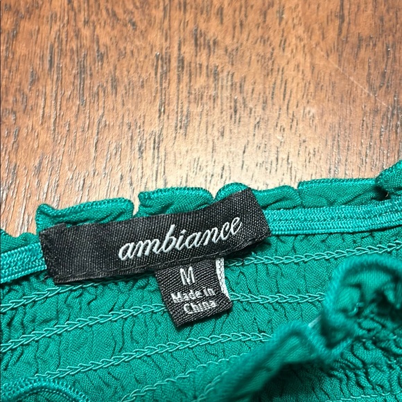 Green Ruffled Off-Shoulder Top - Picture 2 of 3